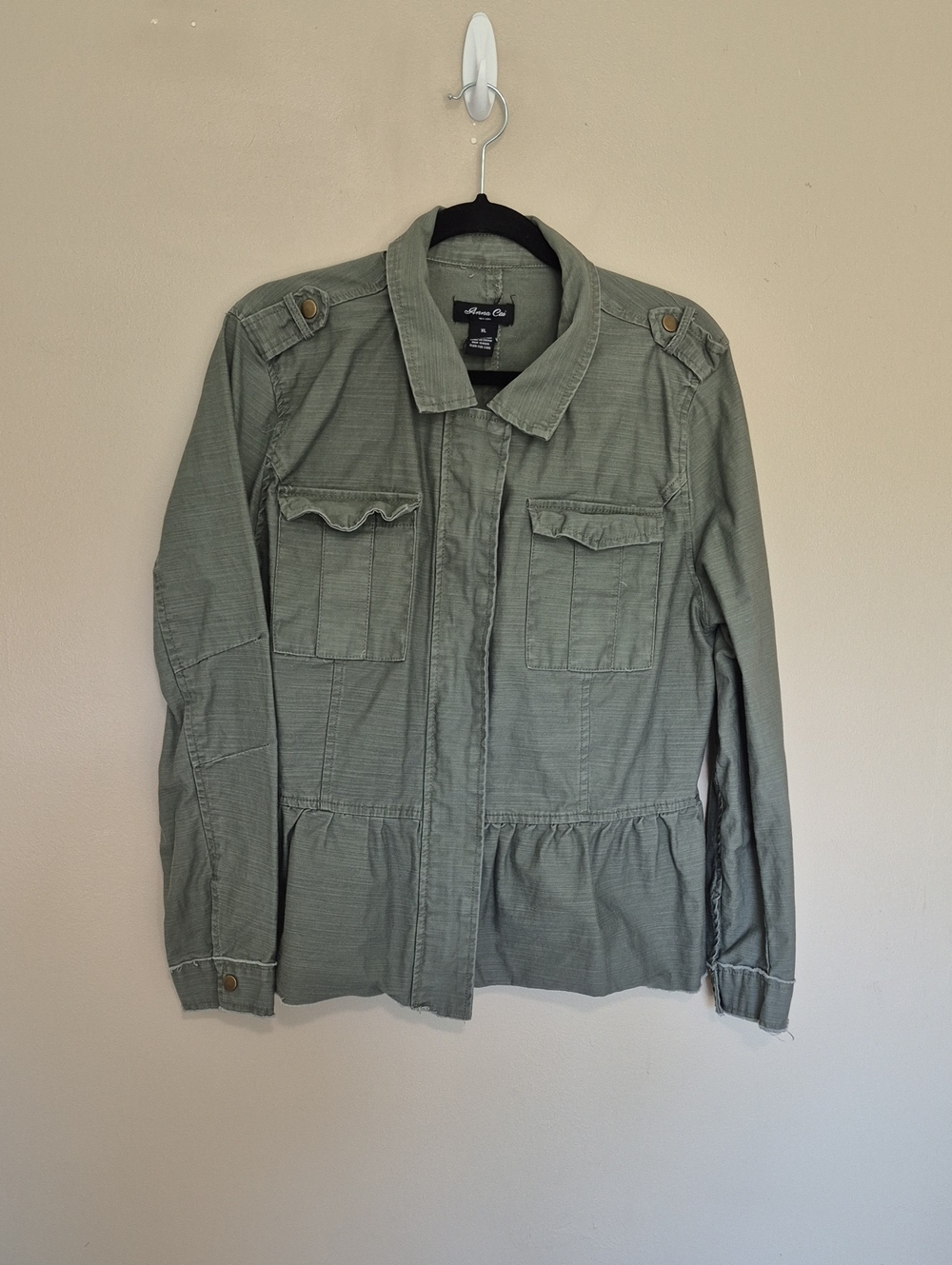 Anna Cai Olive Utility Peplum Jacket